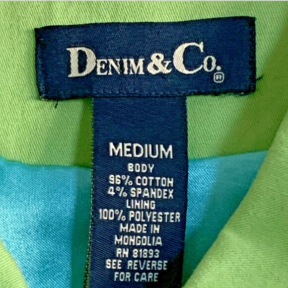 Denim & Co Spring Green Single Breasted Trench Coat Sz M #151T - Picture 4 of 5